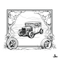 Page view of the Jandroby Hot Rod and Classic Car Coloring Book showing a detailed Hot Rod sketch and numerous areas for coloring